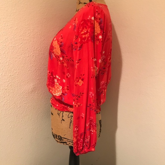Mudd Floral Red Boho Blouse - Med - Picture 4 of 15